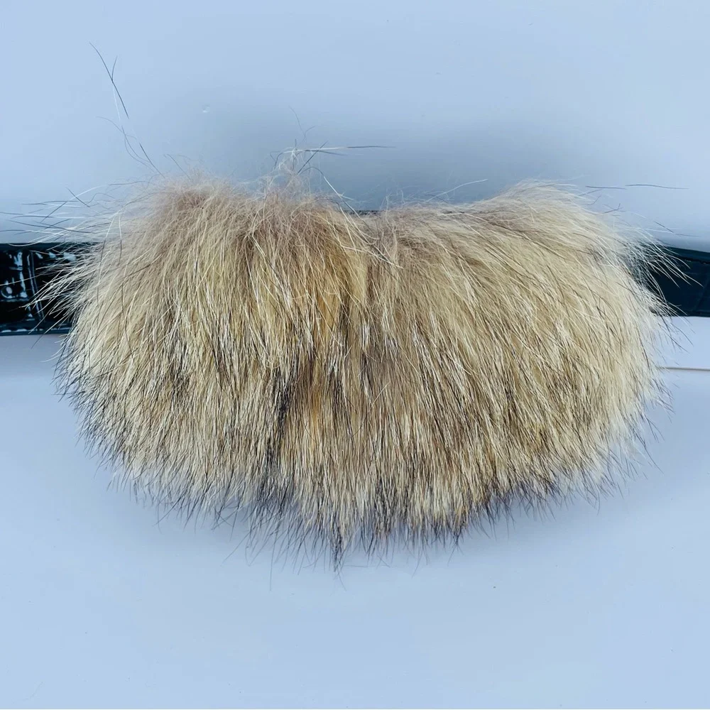 Fur Coyote Belt Purse Coin Purse Mini Wallet Leather Black Handmade USA